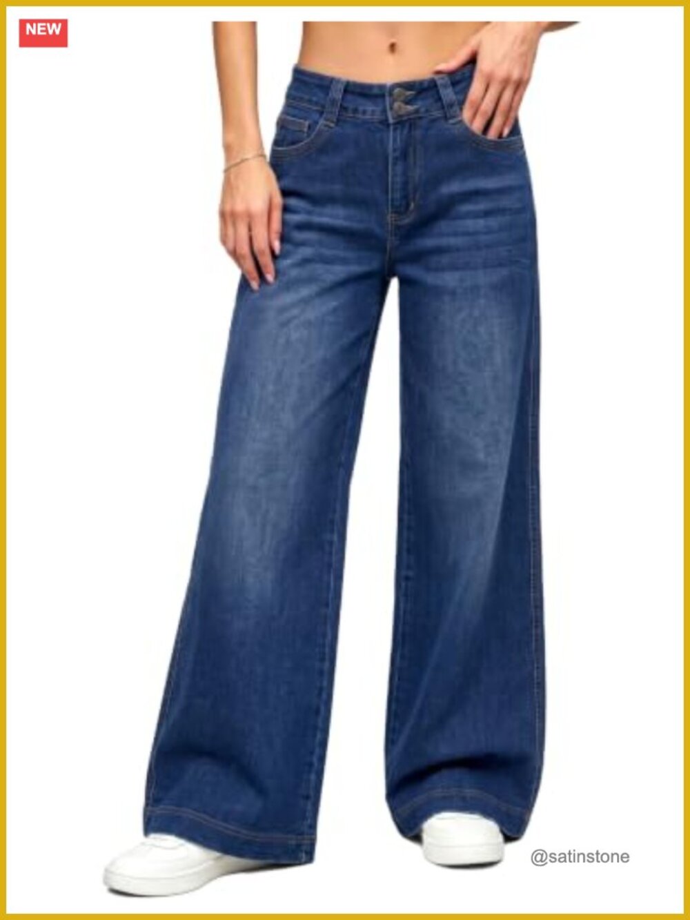Baggy Wide Leg Jeans Mid High Waisted Straight Denim Pants
